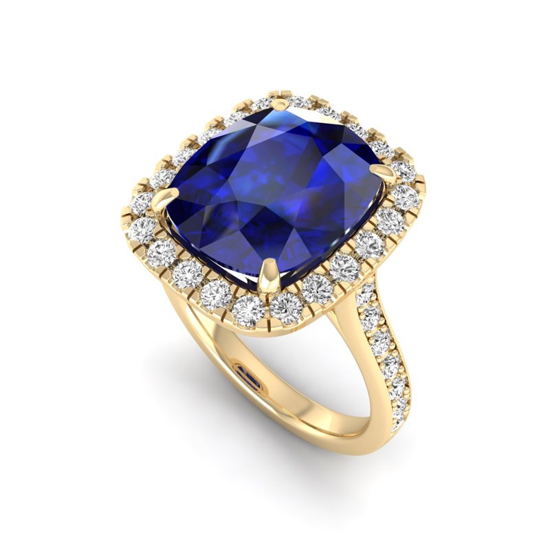 Yellow Gold Diana Sapphire Halo Ring