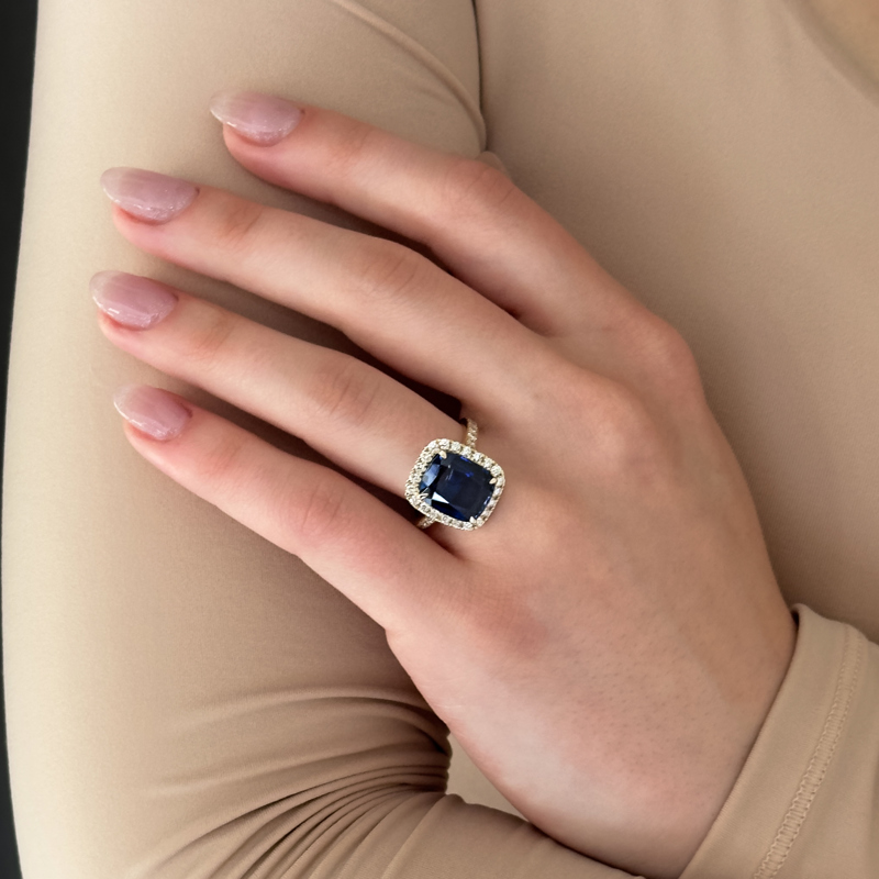 Rose Gold Diana Emerald Halo Ring