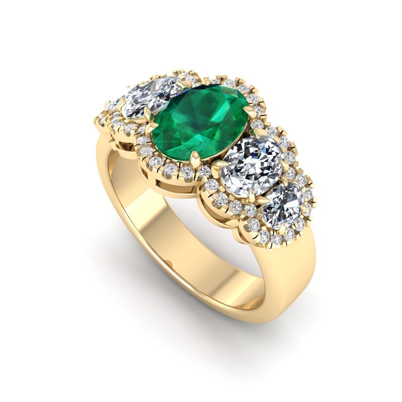 Yellow Gold Maisie Emerald Diamond Ring