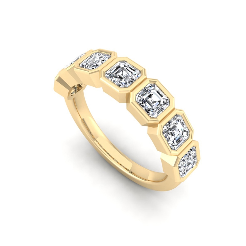 Yellow Gold Classic Bezel Asscher Band (2ctw)
