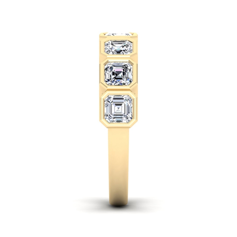 Yellow Gold Classic Bezel Asscher Band (2ctw)