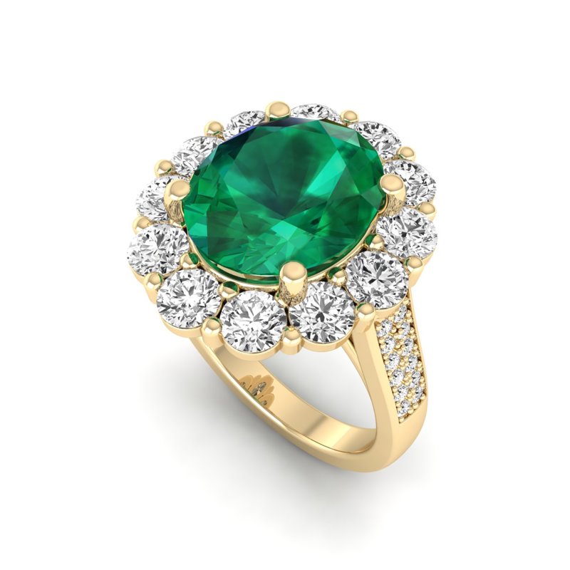 Yellow Gold Selena Emerald Halo Ring