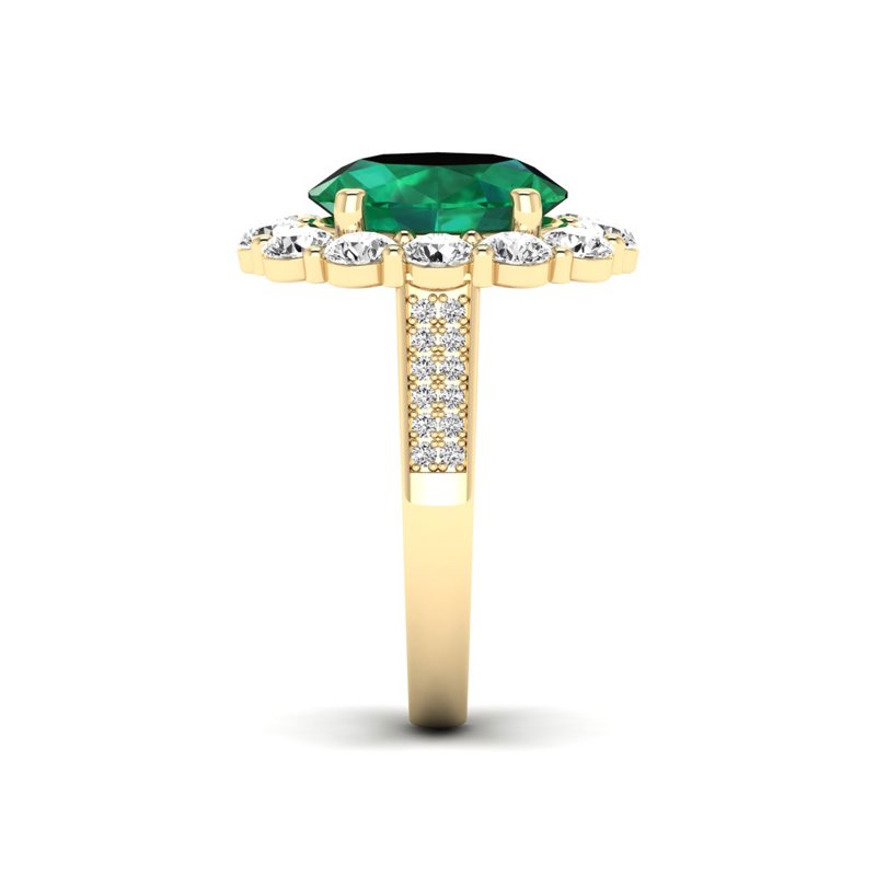 Yellow Gold Selena Emerald Halo Ring