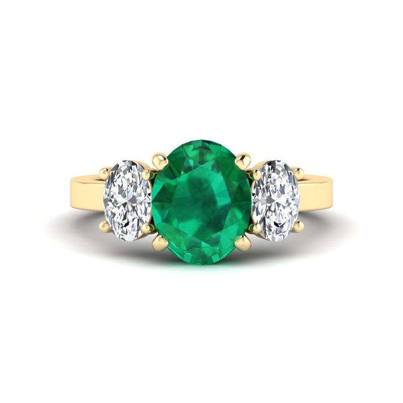 Yellow Gold Tres Oval Emerald & Diamond