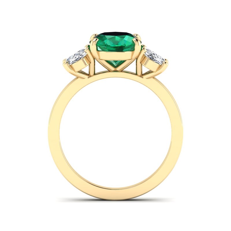 Yellow Gold Tres Oval Emerald & Diamond