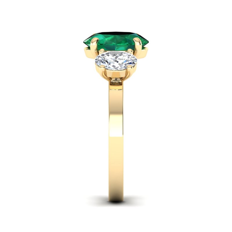 Yellow Gold Tres Oval Emerald & Diamond