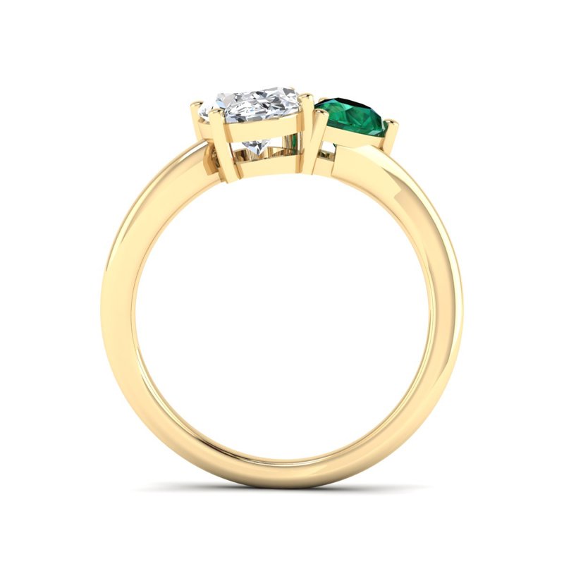 Yellow Gold Toi Et Moi Emerald & 1-1/2ct Oval