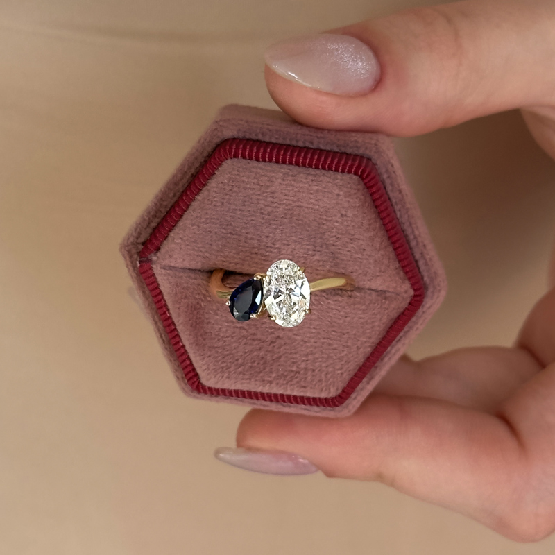 Rose Gold Toi Et Moi Emerald & 1-1/2ct Oval