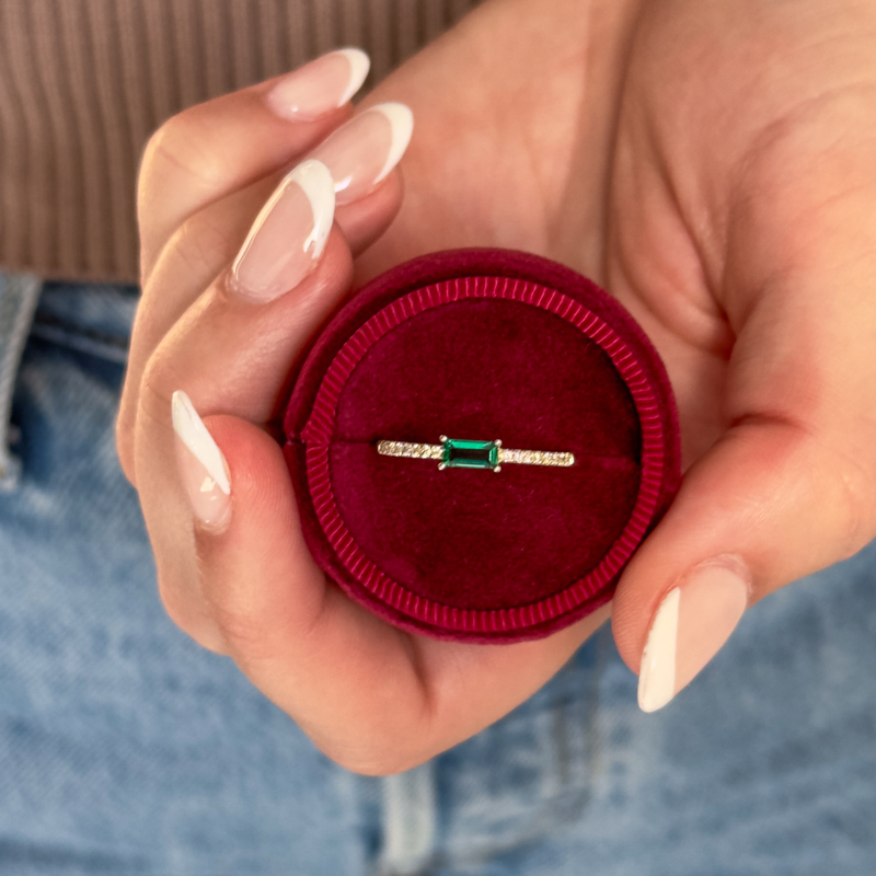 Rose Gold Emerald Grace Ring
