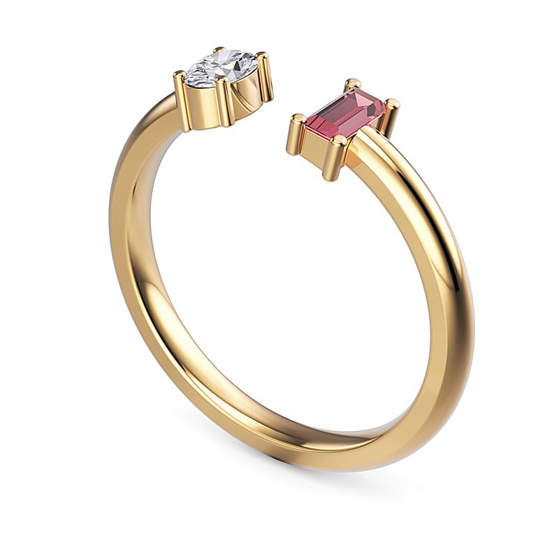 Yellow Gold Sofia Open Ruby Ring