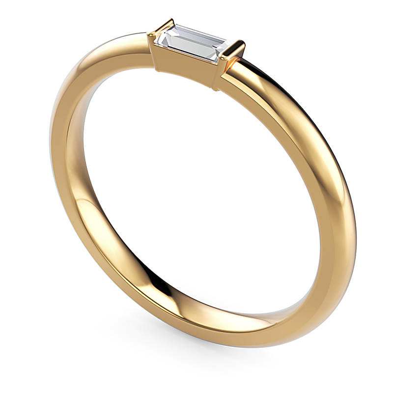 Yellow Gold Mini Solo Baguette Ring