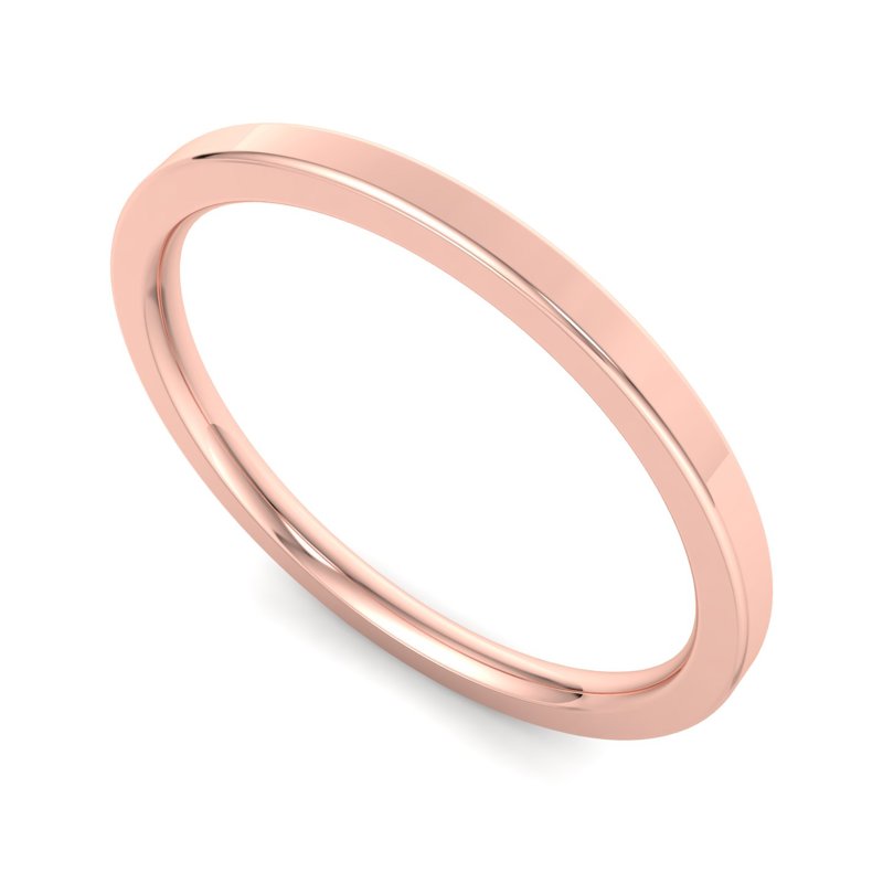 14k Rose Gold 1.5mm Heavy Flat Comfort Fit Band