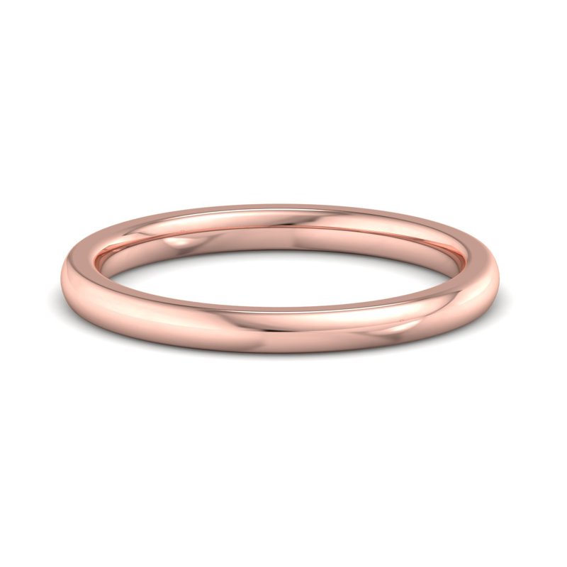 14k Rose Gold 2mm Heavy Dome Comfort Fit Band