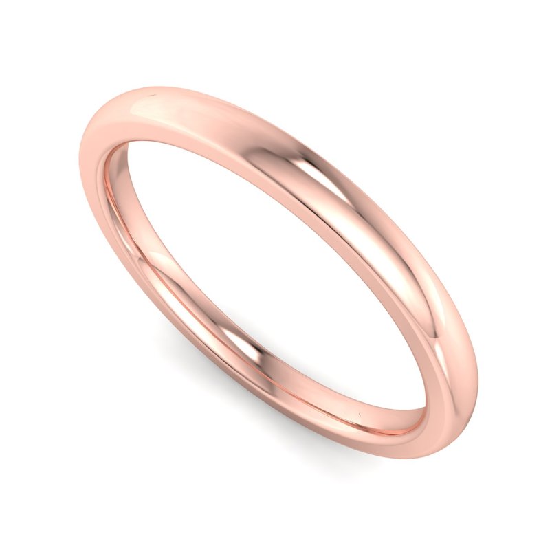 14k Rose Gold 2mm Heavy Dome Comfort Fit Band