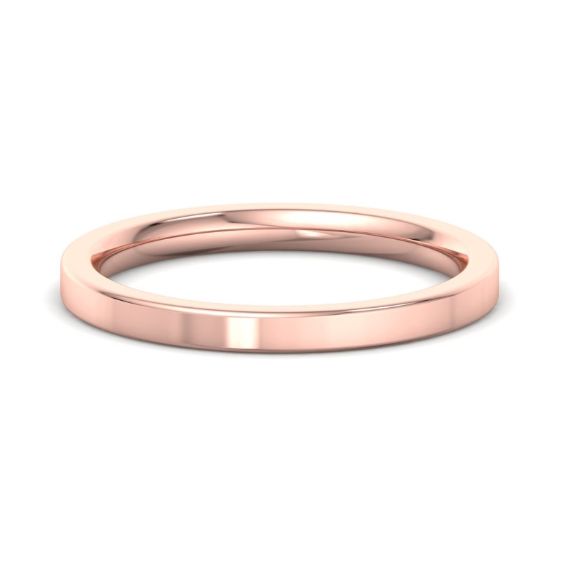 14k Rose Gold 2mm Heavy Flat Comfort Fit Band
