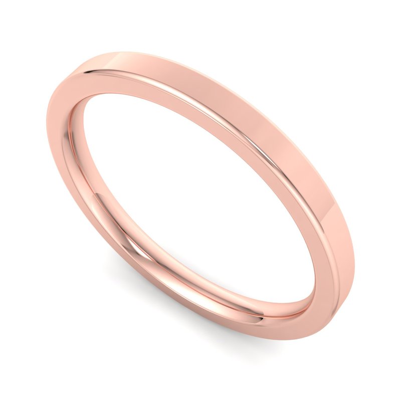 14k Rose Gold 2mm Heavy Flat Comfort Fit Band