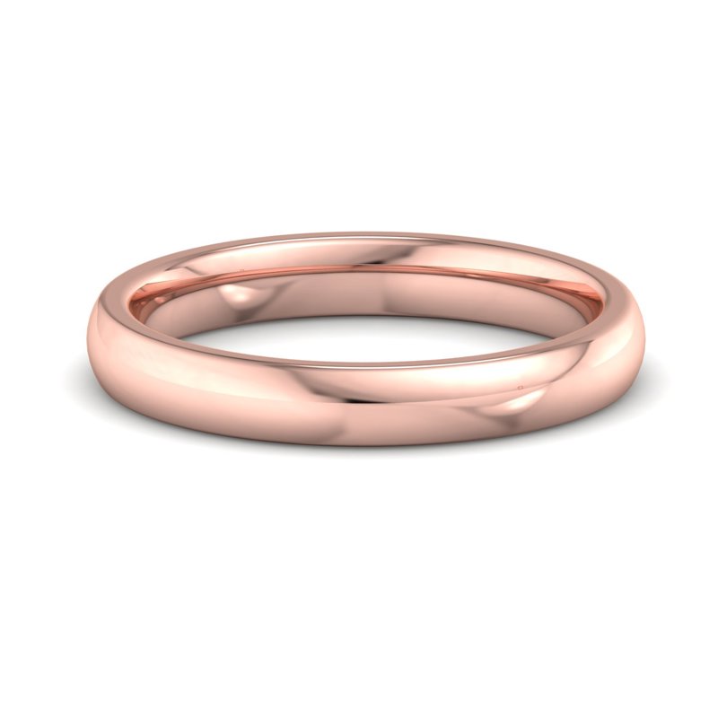 14k Rose Gold 3mm Heavy Dome Comfort Fit Band