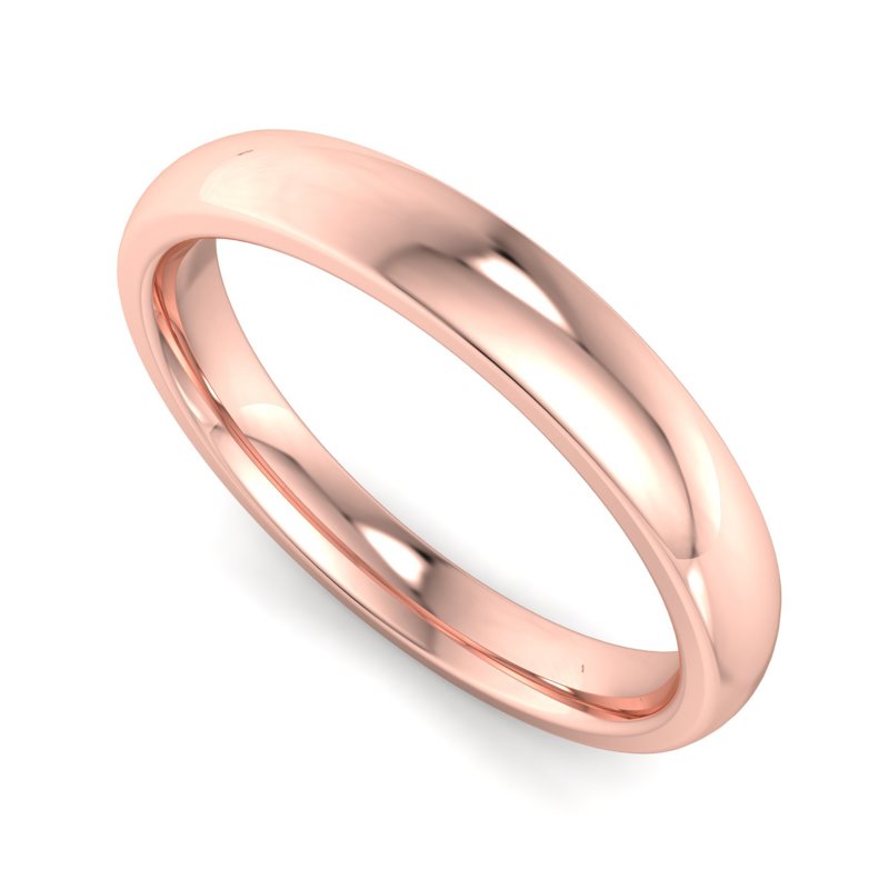 14k Rose Gold 3mm Heavy Dome Comfort Fit Band
