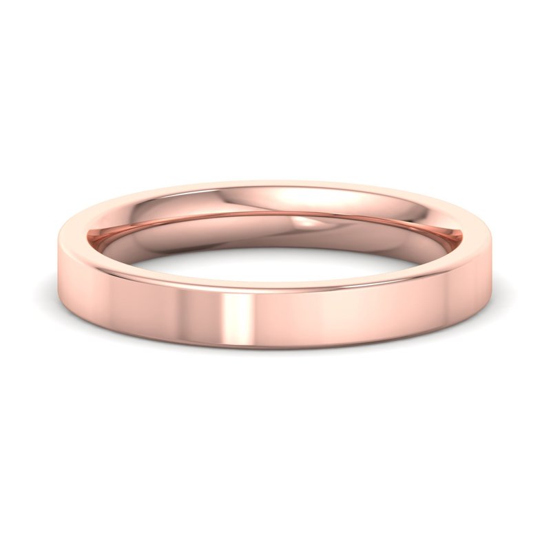 14k Rose Gold 3mm Heavy Flat Comfort Fit Band