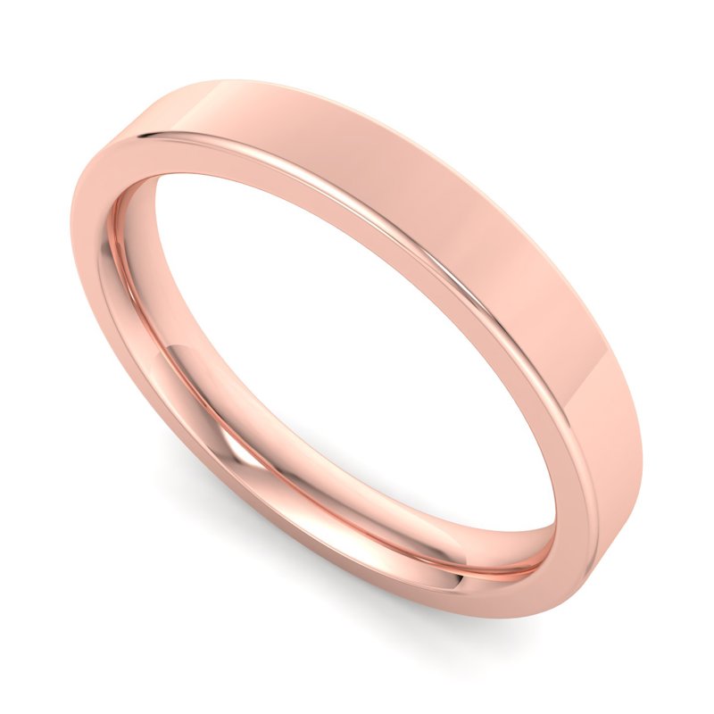 14k Rose Gold 3mm Heavy Flat Comfort Fit Band