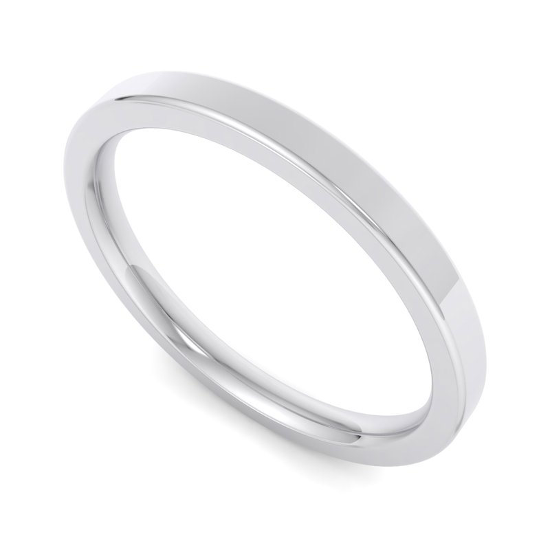 14k White Gold 2mm Heavy Flat Comfort Fit Band