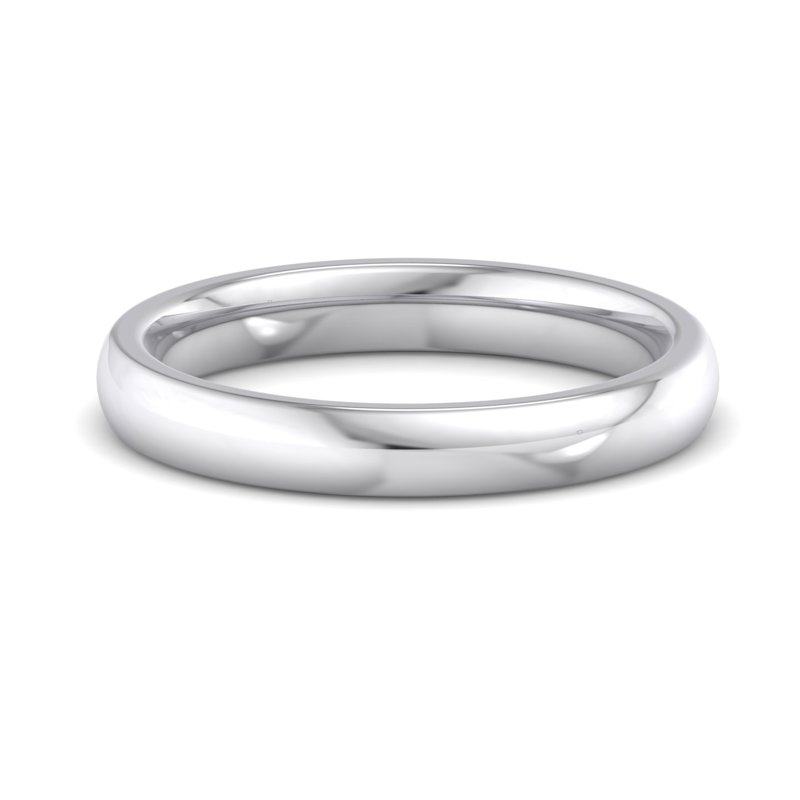 14k White Gold 3mm Heavy Dome Comfort Fit Band