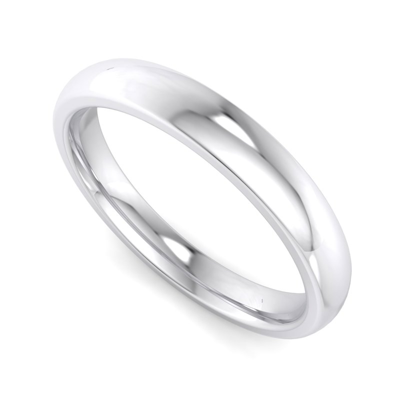 14k White Gold 3mm Heavy Dome Comfort Fit Band
