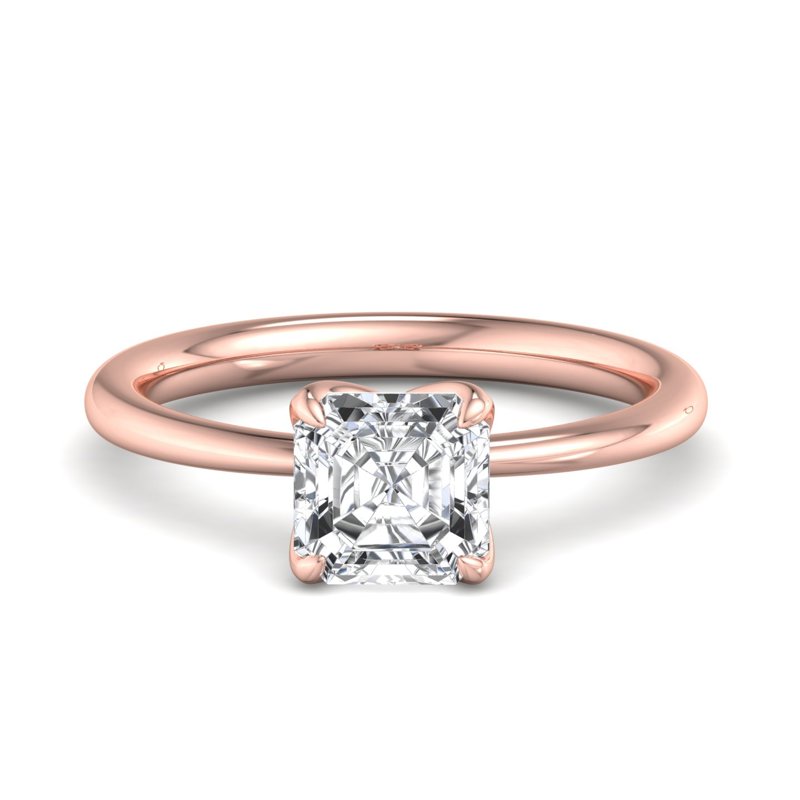 Rose Gold Tulip Solitaire & 1ct Asscher Lab Grown Diamond Center