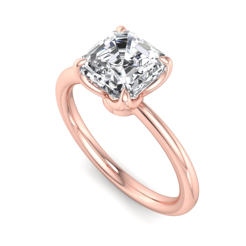 Rose Gold Tulip Solitaire & 1ct Asscher Lab Grown Diamond Center