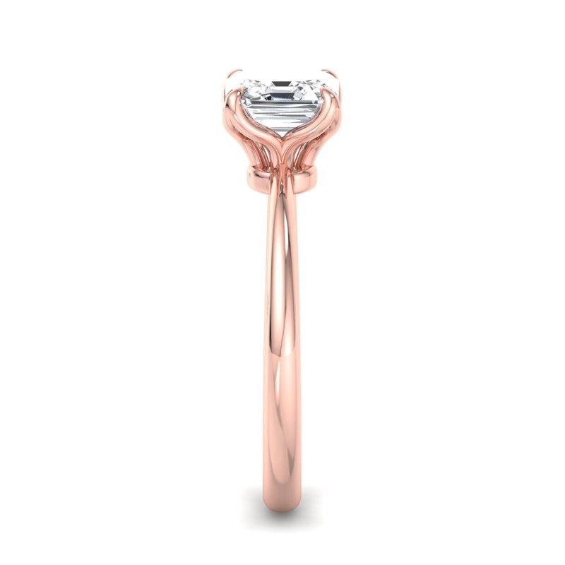 Rose Gold Tulip Solitaire & 1ct Asscher Lab Grown Diamond Center
