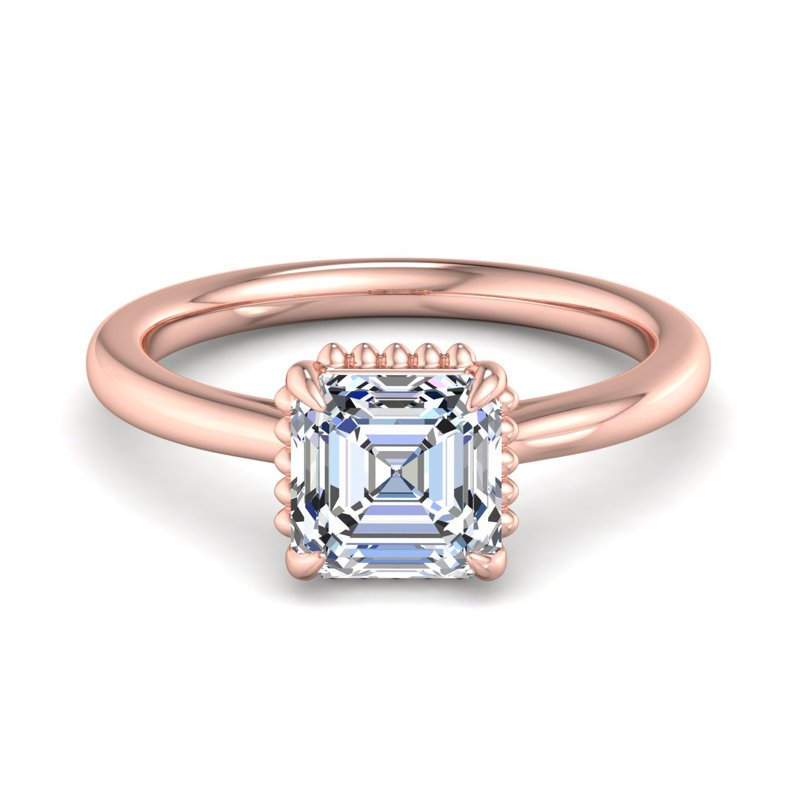 Rose Gold Maya Milgrain Solitaire & 1ct Asscher Lab Grown Diamond Center