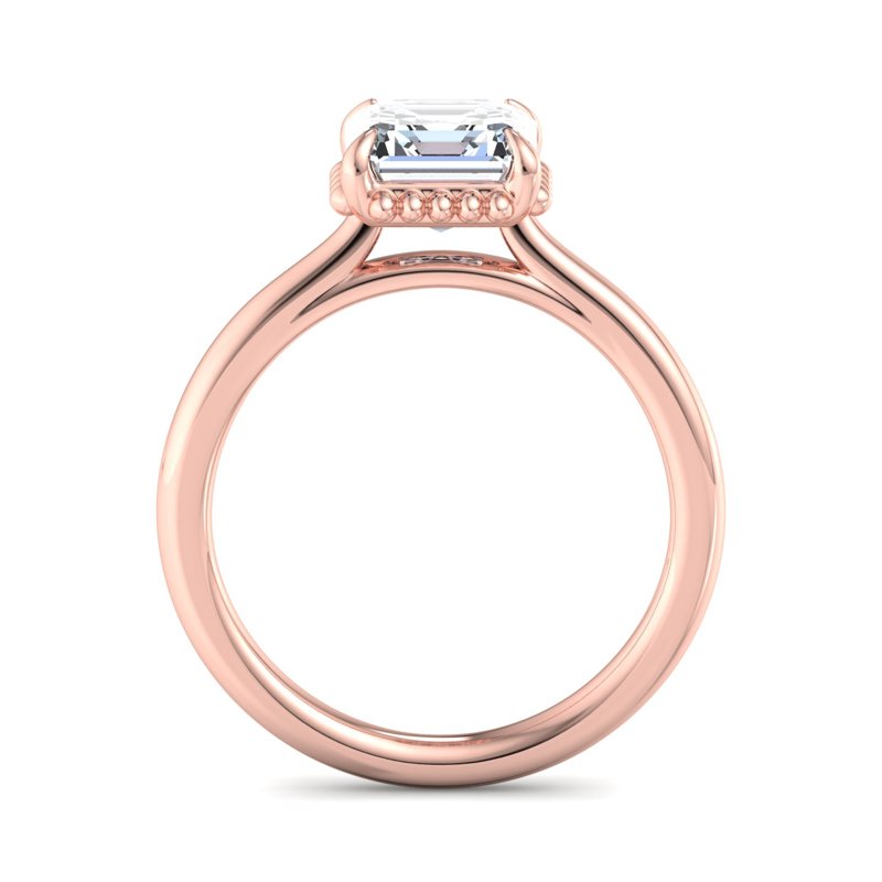 Rose Gold Maya Milgrain Solitaire & 1ct Asscher Lab Grown Diamond Center