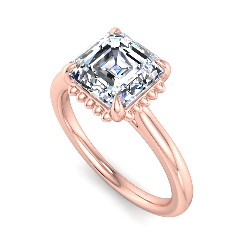 Rose Gold Maya Milgrain Solitaire & 1ct Asscher Lab Grown Diamond Center