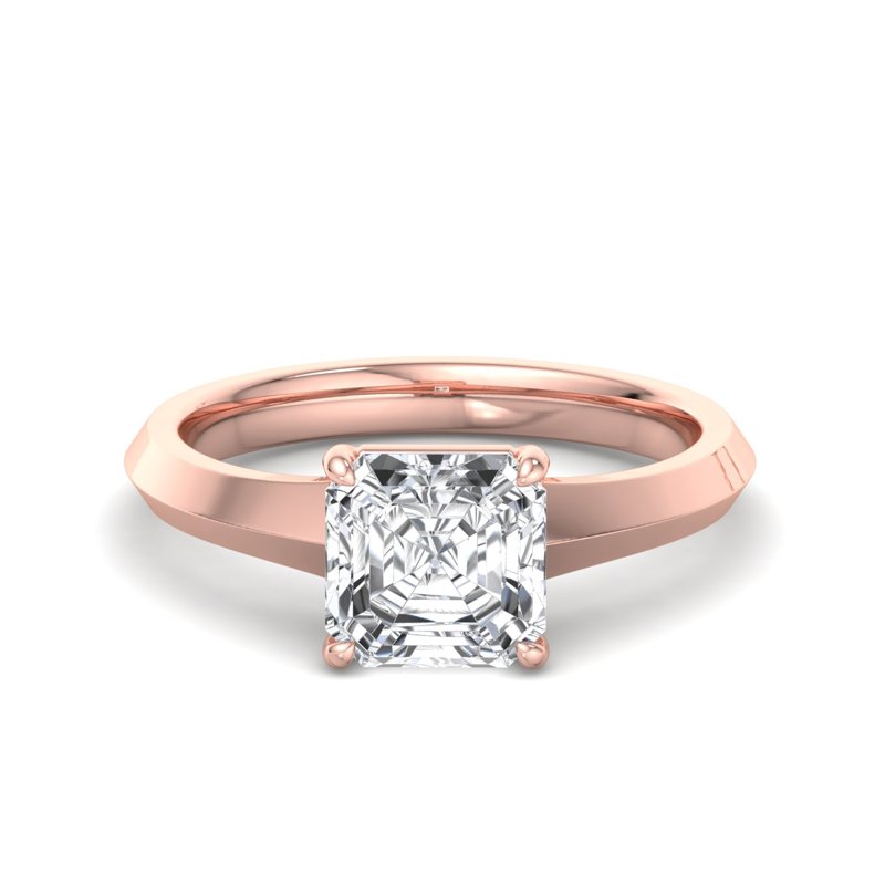 Rose Gold Ada Modern Solitaire & 1ct Asscher Lab Grown Diamond Center