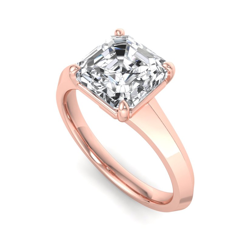 Rose Gold Ada Modern Solitaire & 1ct Asscher Lab Grown Diamond Center