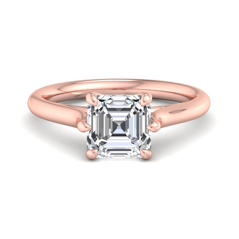 Rose Gold Aspen Six Prong Solitaire & 1ct Asscher Lab Grown Diamond Center