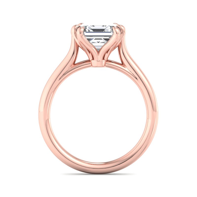 Rose Gold Aspen Six Prong Solitaire & 1ct Asscher Lab Grown Diamond Center