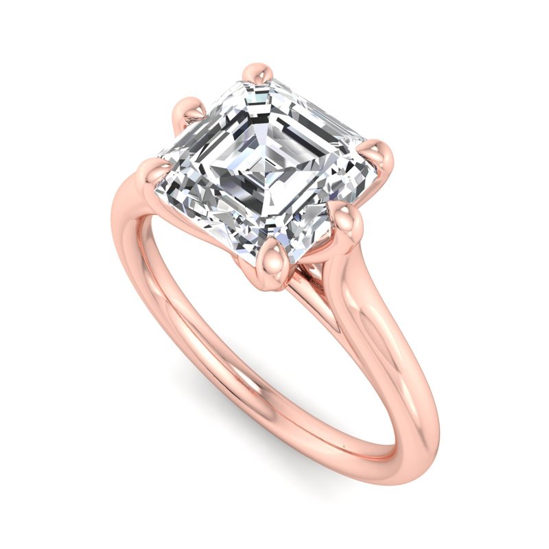 Rose Gold Aspen Six Prong Solitaire & 1ct Asscher Lab Grown Diamond Center
