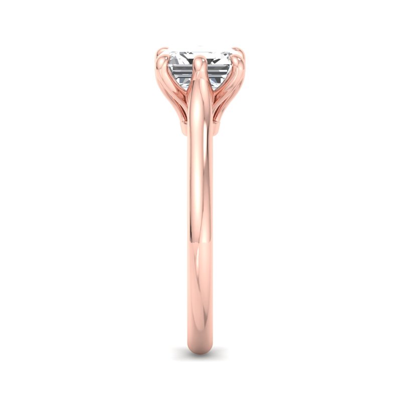 Rose Gold Aspen Six Prong Solitaire & 1ct Asscher Lab Grown Diamond Center