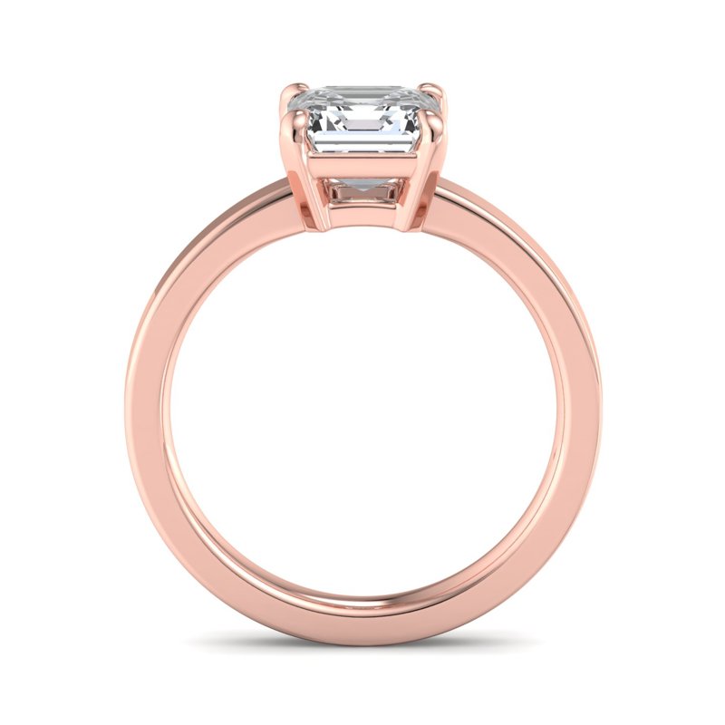 Rose Gold Modern 2.5mm Solitaire & 1ct Asscher Lab Grown Diamond Center