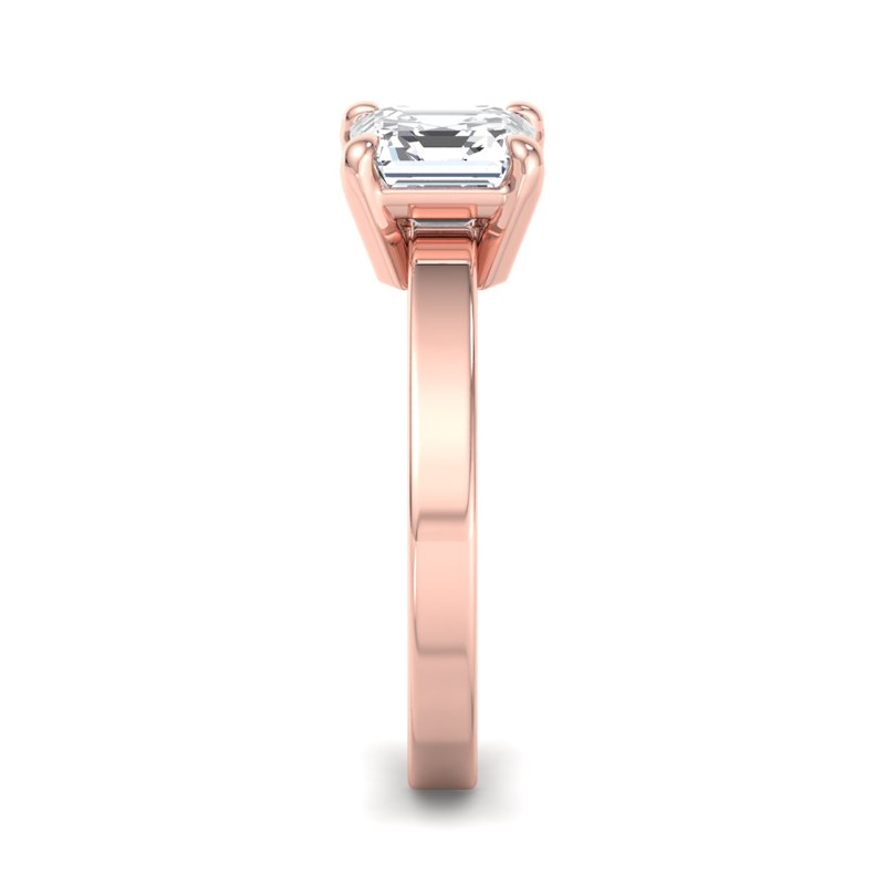Rose Gold Modern 2.5mm Solitaire & 1ct Asscher Lab Grown Diamond Center