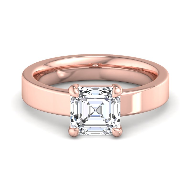 Rose Gold Modern 3.5mm Solitaire & 1ct Asscher Lab Grown Diamond Center