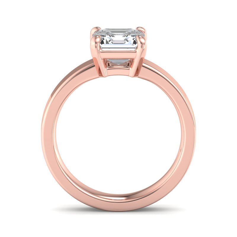 Rose Gold Modern 3.5mm Solitaire & 1ct Asscher Lab Grown Diamond Center