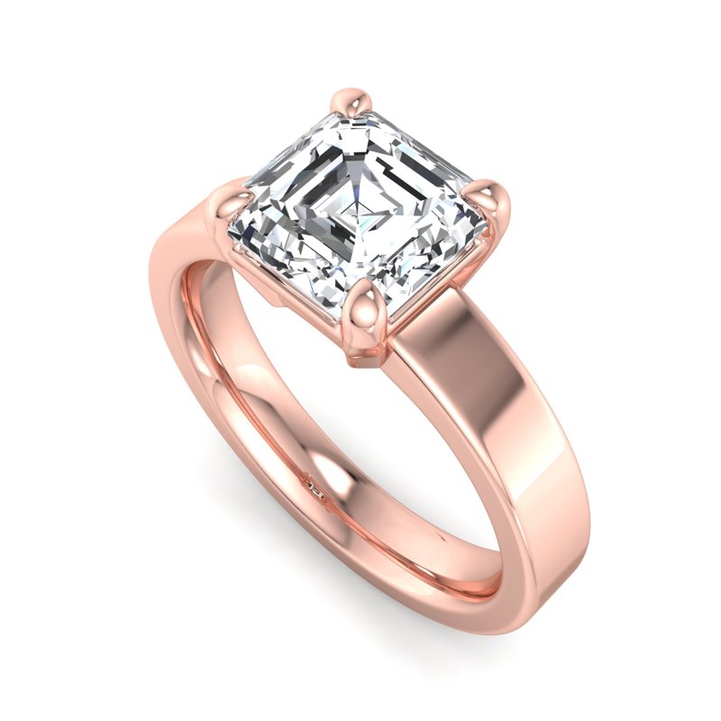 Rose Gold Modern 3.5mm Solitaire & 1ct Asscher Lab Grown Diamond Center