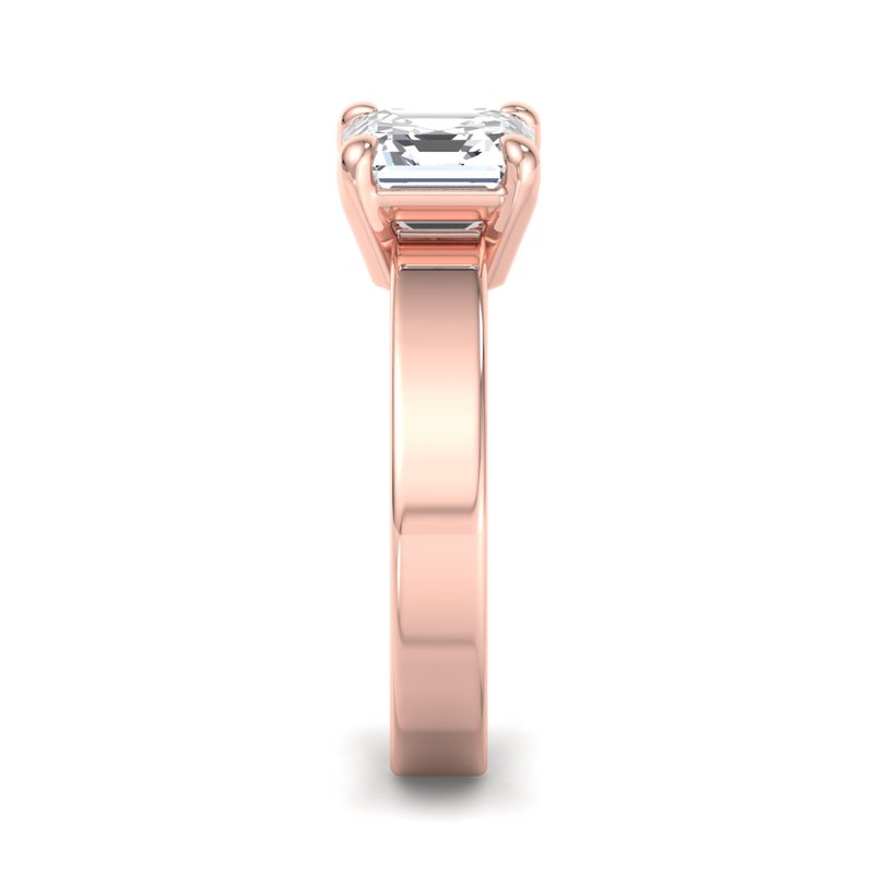 Rose Gold Modern 3.5mm Solitaire & 1ct Asscher Lab Grown Diamond Center