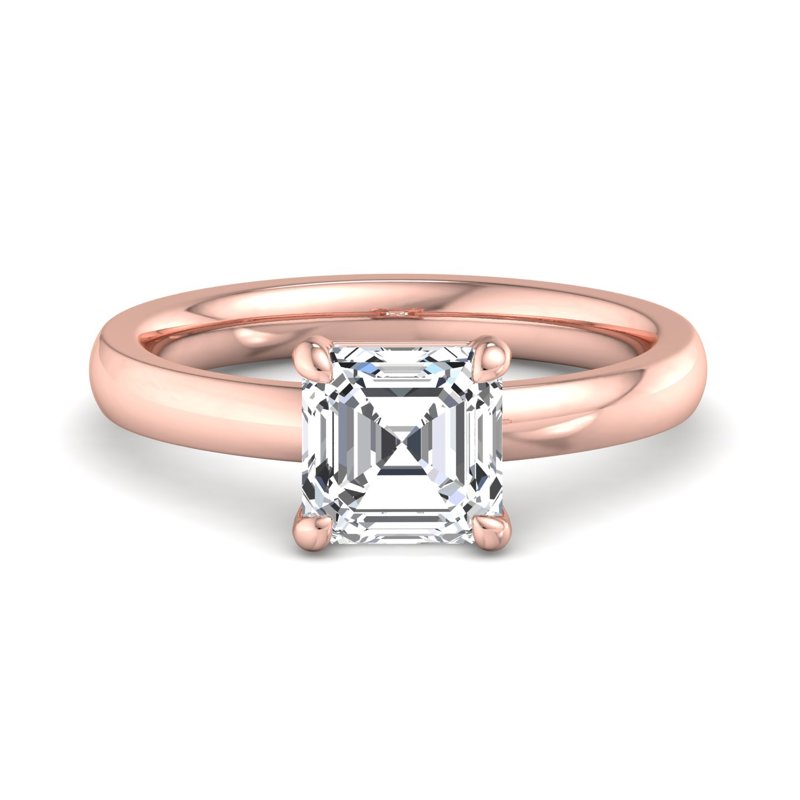 Rose Gold Modern Domed 2.5mm & 1ct Asscher Lab Grown Diamond Center