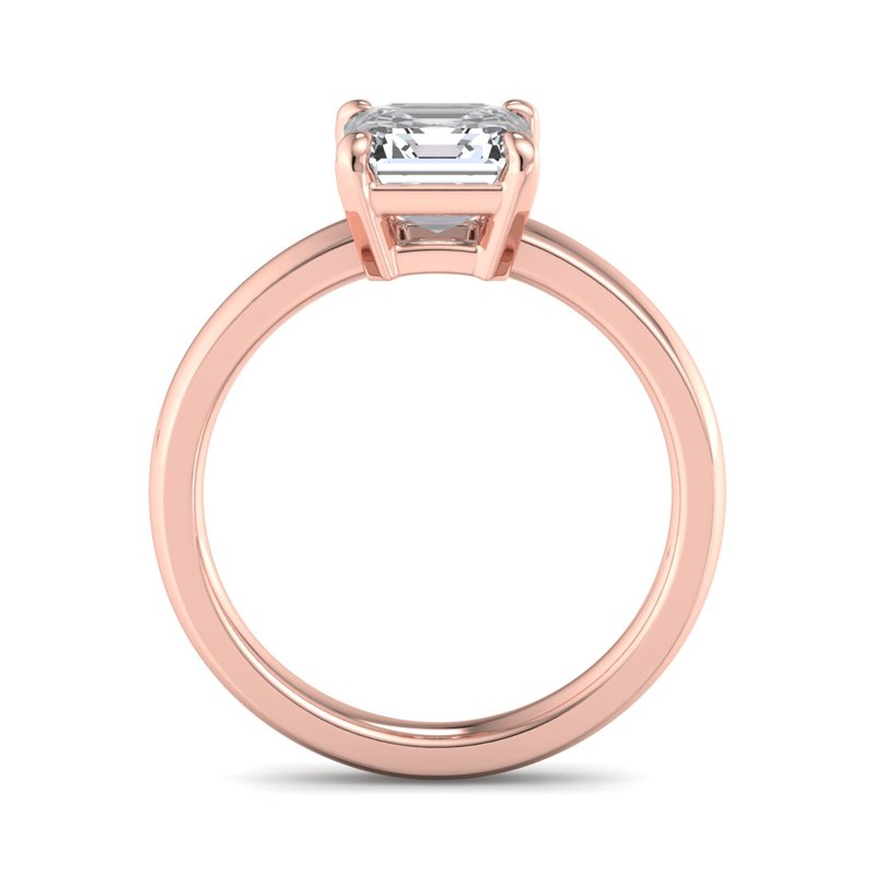 Rose Gold Modern Domed 2.5mm & 1ct Asscher Lab Grown Diamond Center