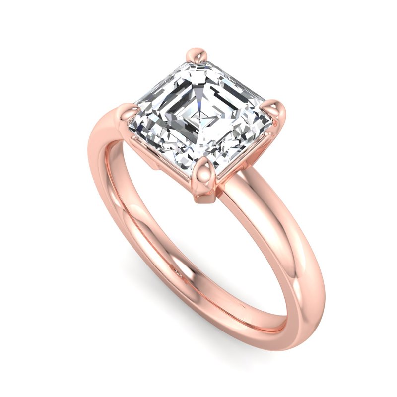 Rose Gold Modern Domed 2.5mm & 1ct Asscher Lab Grown Diamond Center