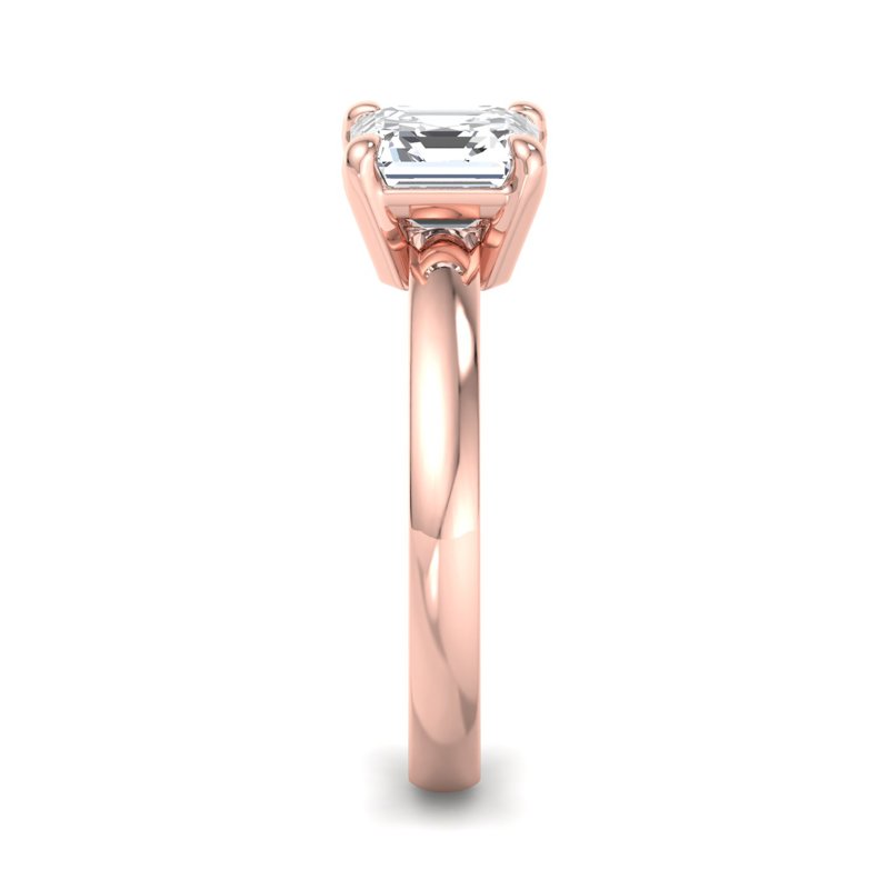 Rose Gold Modern Domed 2.5mm & 1ct Asscher Lab Grown Diamond Center