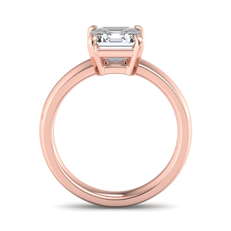 Rose Gold Modern Domed 3.5mm & 1ct Asscher Lab Grown Diamond Center